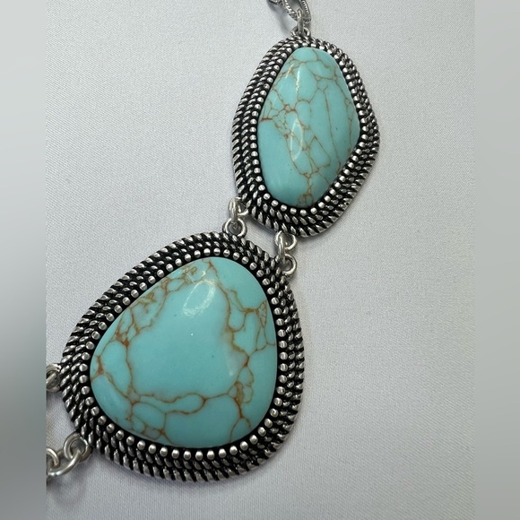 Premier Designs Sterling Silver reversible Turquoise silver Necklace - Picture 10 of 14